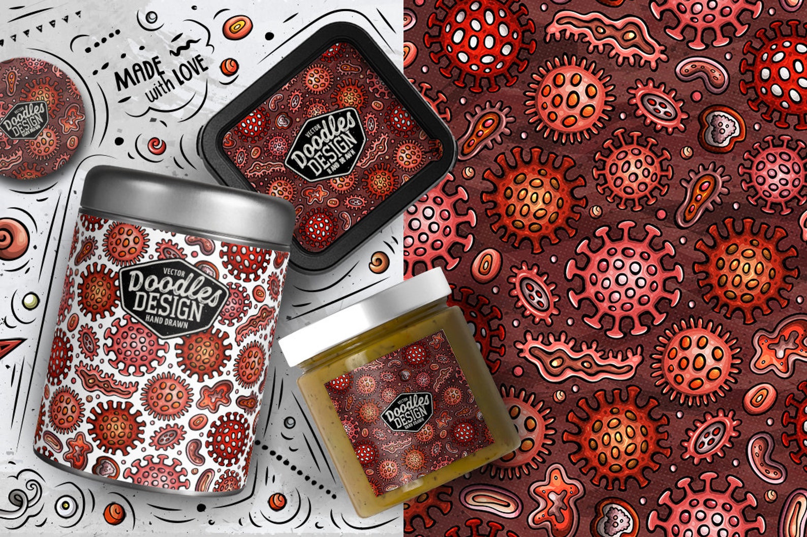 Pandemic Digital Paper Pack, Virus Seamless Patterns, Scrapbook Paper ...