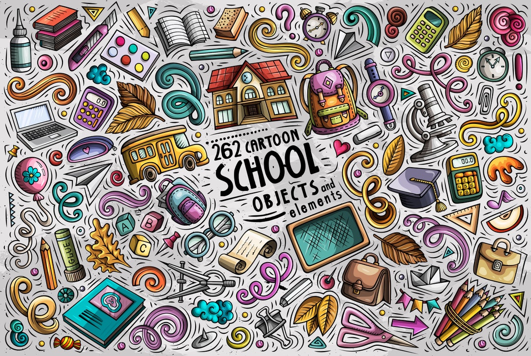 School Vector Clipart Back to School Cartoon PNG Set School - Etsy