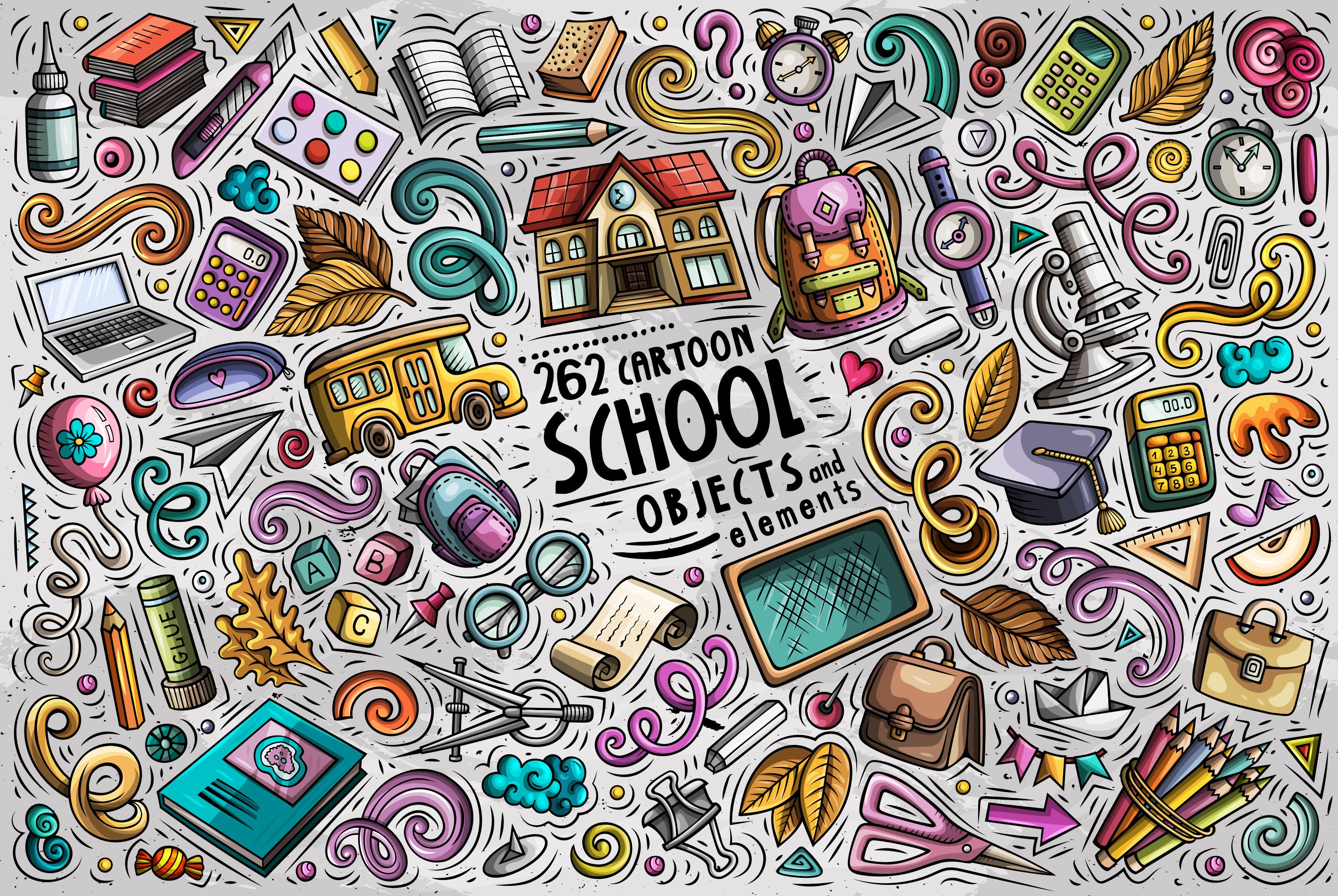 School Vector Clipart Back To School Cartoon Png Set School Etsy
