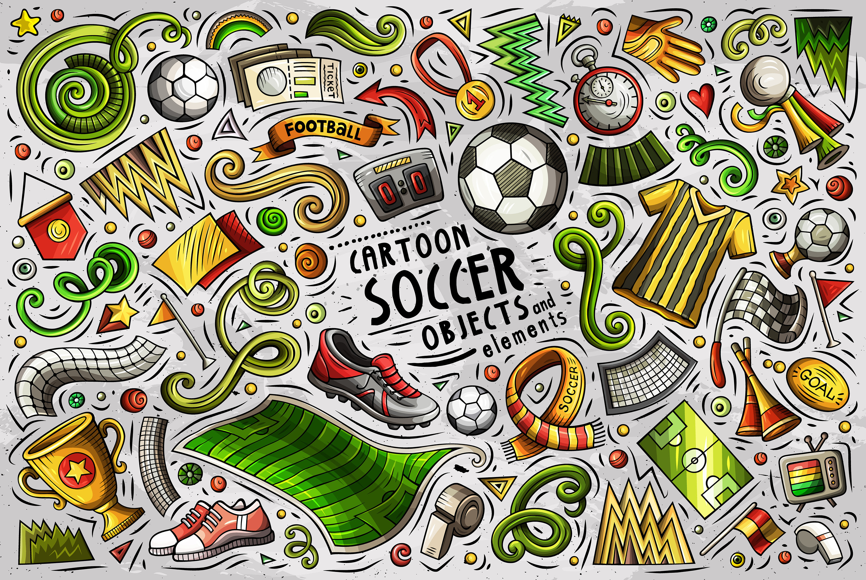 Football Soccer Related Objects Sport Illustration Vector Graphic Design  Set Royalty Free SVG, Cliparts, Vectors, and Stock Illustration. Image  96219020.
