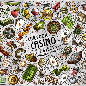 CASINO PNG Clip Art/ Gamble Doodle Stickers/ Doodles Casino Clipart/ Gambling Las Vegas Vector Objects Set/ Digital Download/ PNG, Ai, Eps
