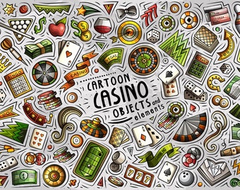 CASINO PNG Clip Art/ Gamble Doodle Stickers/ Doodles Casino Clipart/ Gambling Las Vegas Vector Objects Set/ Digital Download/ PNG, Ai, Eps
