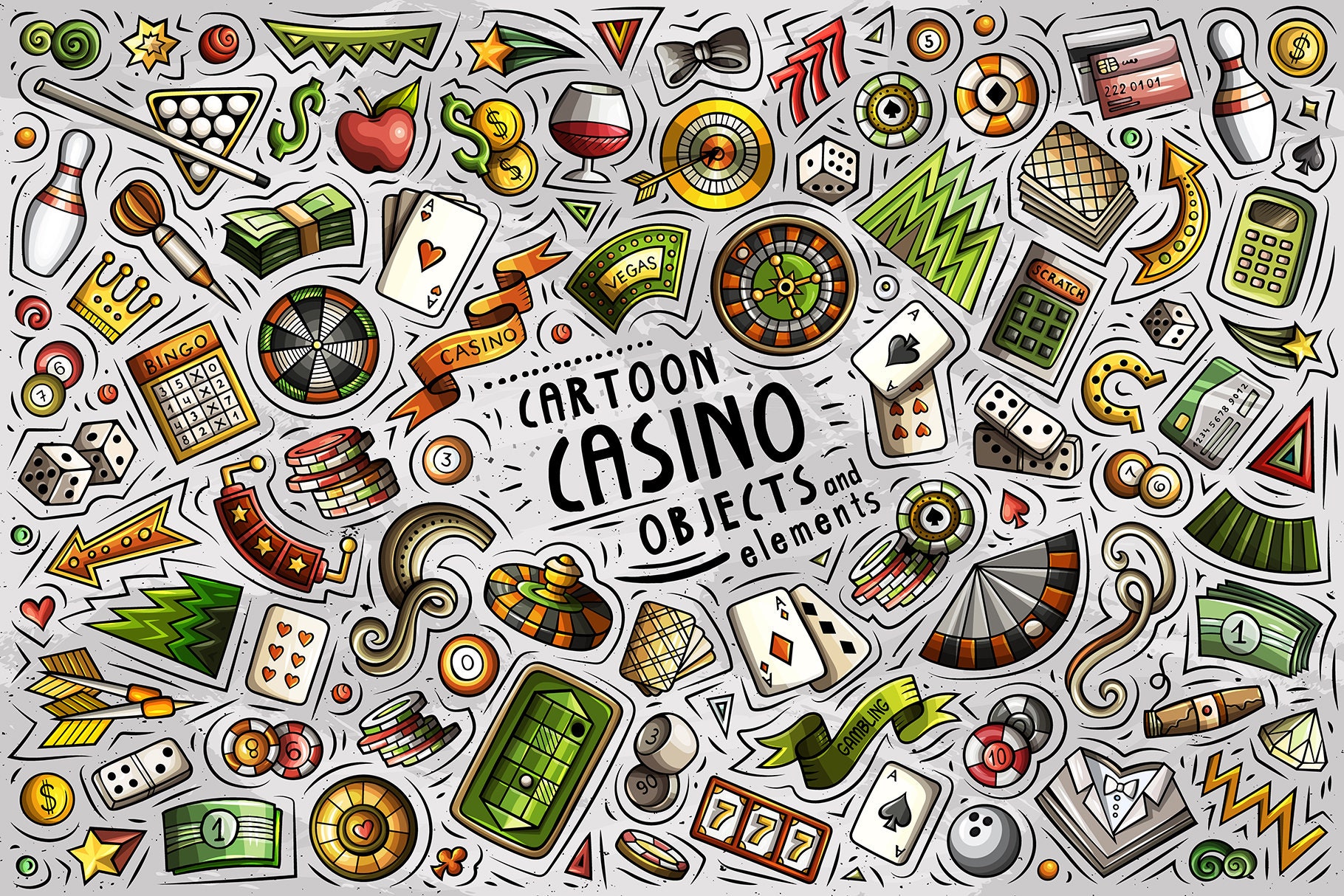 CASINO PNG Clip Art/ Gamble Doodle Stickers/ Doodles Casino Clipart ...