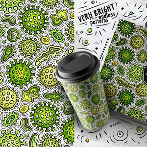 Pandemic Digital Paper Pack, Virus Seamless Patterns, Scrapbook Paper ...