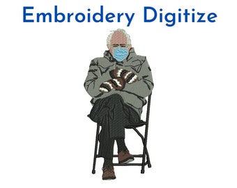 Bernie Sanders Embroidery Design: Mittens Meme (Digital Download)
