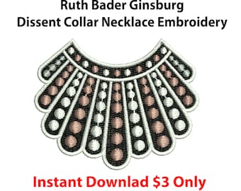 RBG Dissent Collar Embroidery Design (Instant Download)
