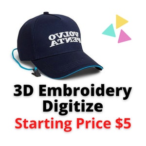 May include: Navy blue baseball cap with white embroidered text reading "VOLVO PENTA". The cap has a light blue trim on the brim and a blue cord with a black clip. The text "3D Embroidery Digitize" is below the cap.