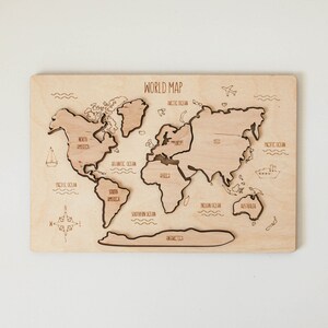 Carte du monde en bois Trieur de casse-tête Montessori Jouet éducatif Jouets pour enfants Jouets écologiques Enfants Cadeau pour bébé Anniversaire Jeu d'apprentissage Jouet de tri Forme