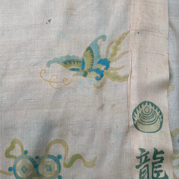 Antique 1920s Pongee Silk Dragons & Butterflies D… - image 10