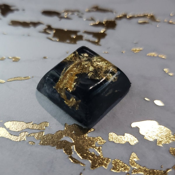 Handmade DSA Profile Keycap, for Mechanical Keyboard, Cherry MX Compatible, Black & Gold