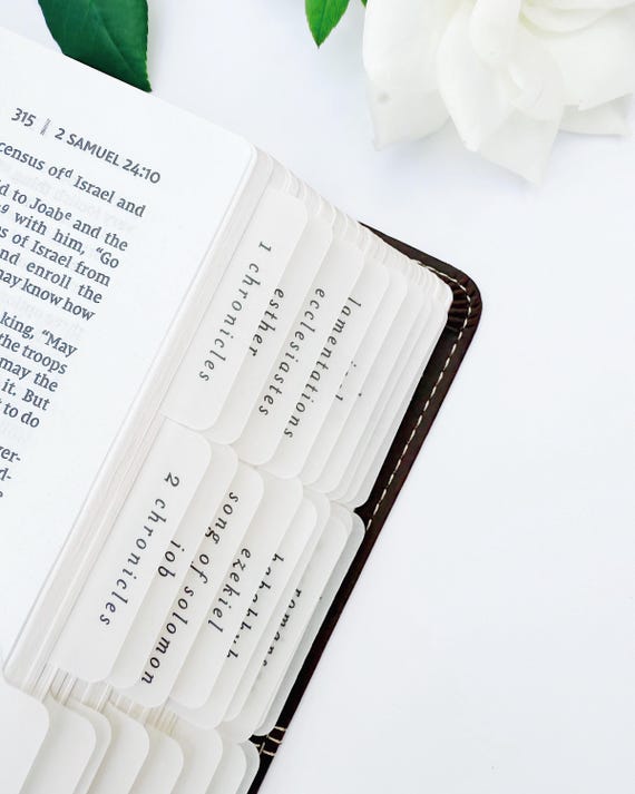 Vellum Bible Tabs by Bekah Rose | Neutral Script, Adhesive Index Stickers