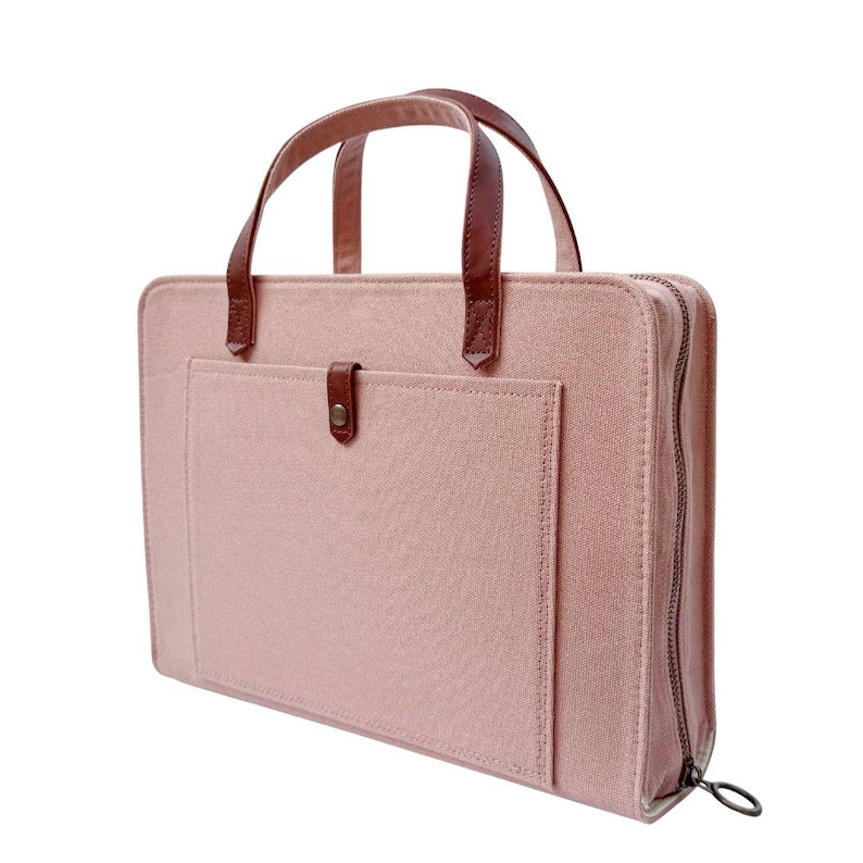 Canvas Bible Cover with Leather Accents by Bekah Rose | Zippered Purse Style Dusty Rose Large