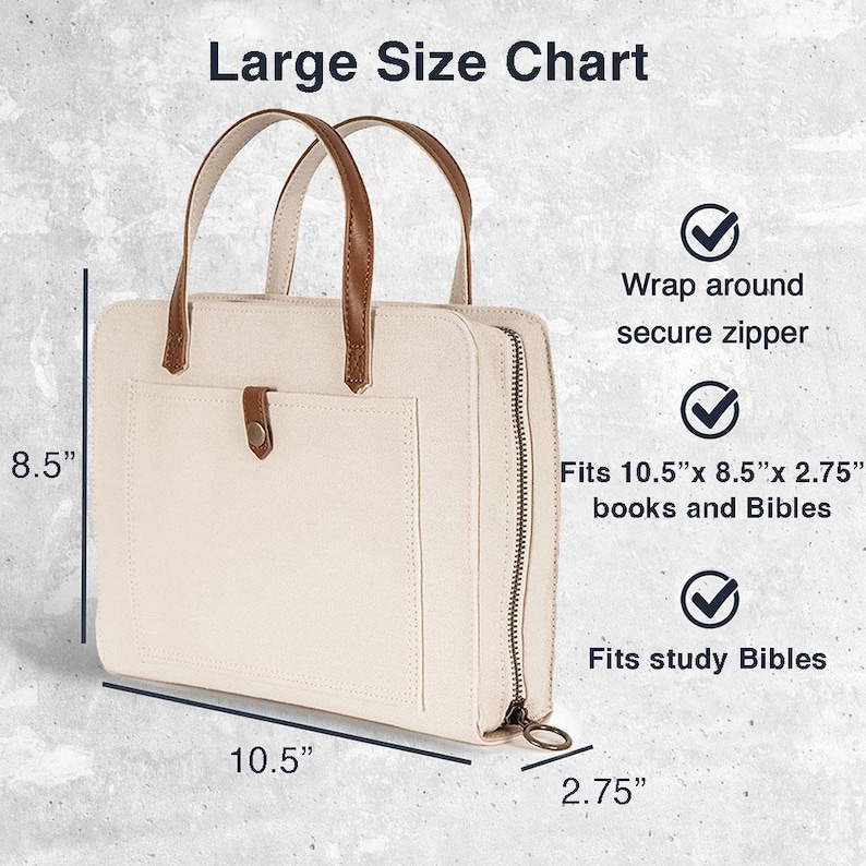 Canvas Bible Cover with Leather Accents by Bekah Rose | Zippered Purse Style image 7