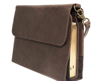 Faux Leather Bible Cover by Bekah Rose | Purse Style with Handle, Small & Medium Bibles