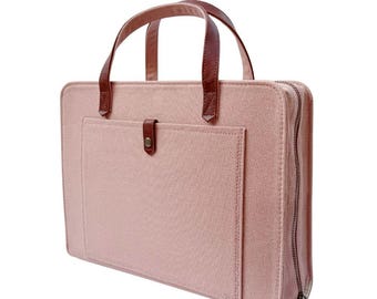 Dusty Rose Pink Canvas Bible Cover with Leather Accents by Bekah Rose