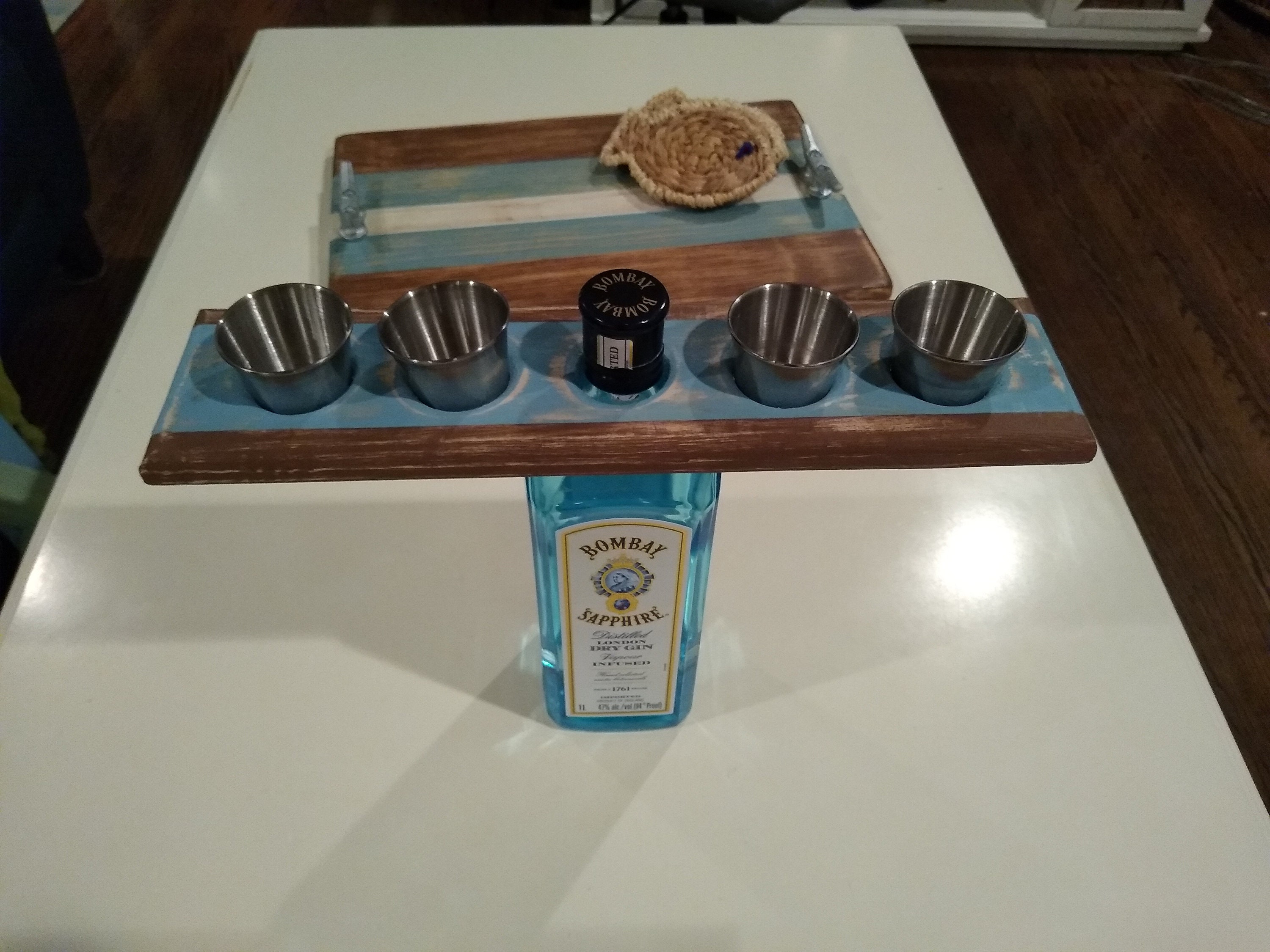 Shot Glass Holder with Four Stainless Shot Glasses Included Etsy