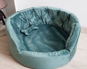 Exclusive velvet bed, name bed, bed for small and medium breeds of dogs, bed for cats, round sofa for pets