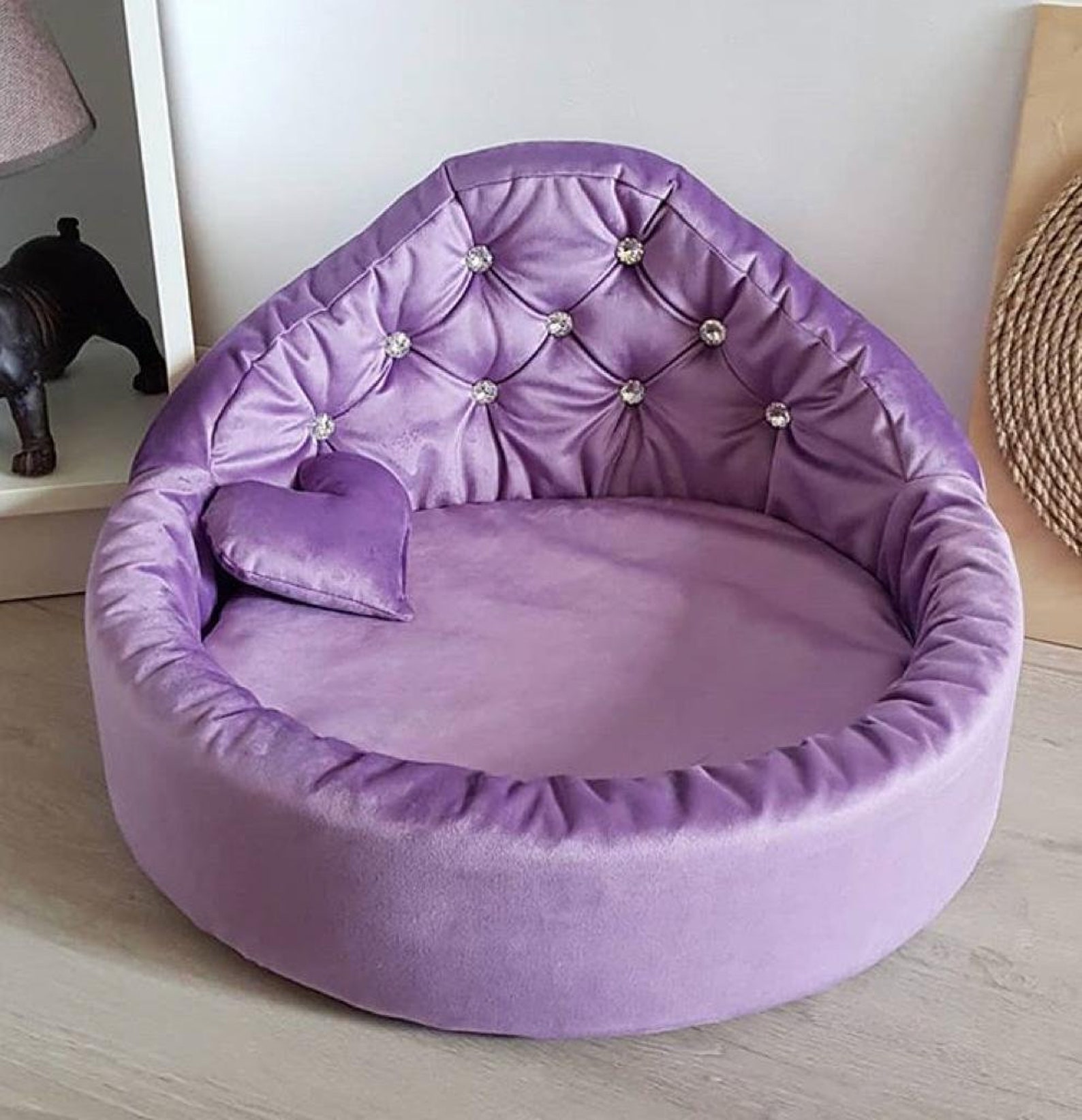 Washable Luxury Round Velvet Dog Bed Cat Bad Pet Bed Etsy