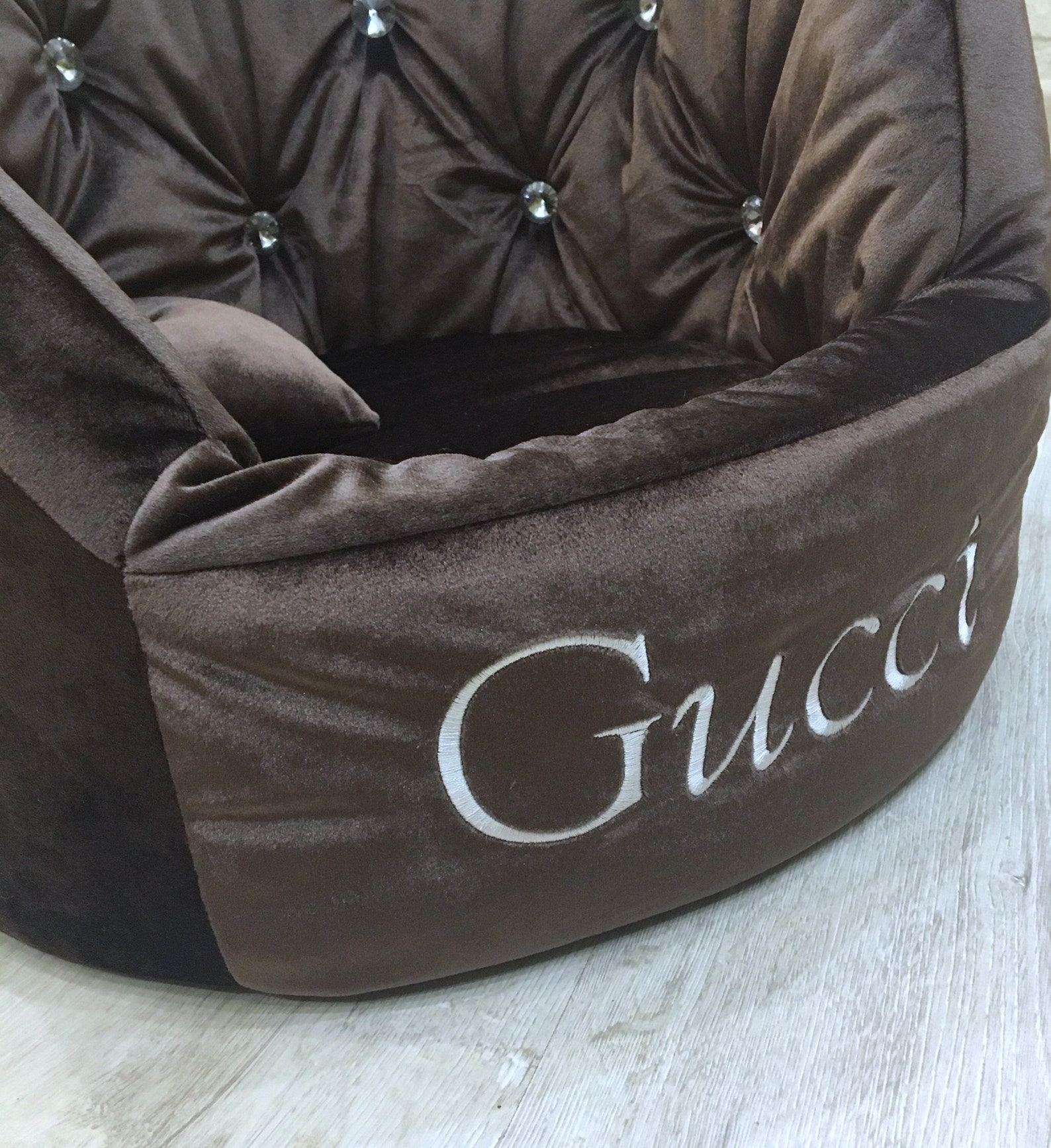 Gold Personalized Dog Bed Velvet Name Bed for Cat Exclusive Etsy