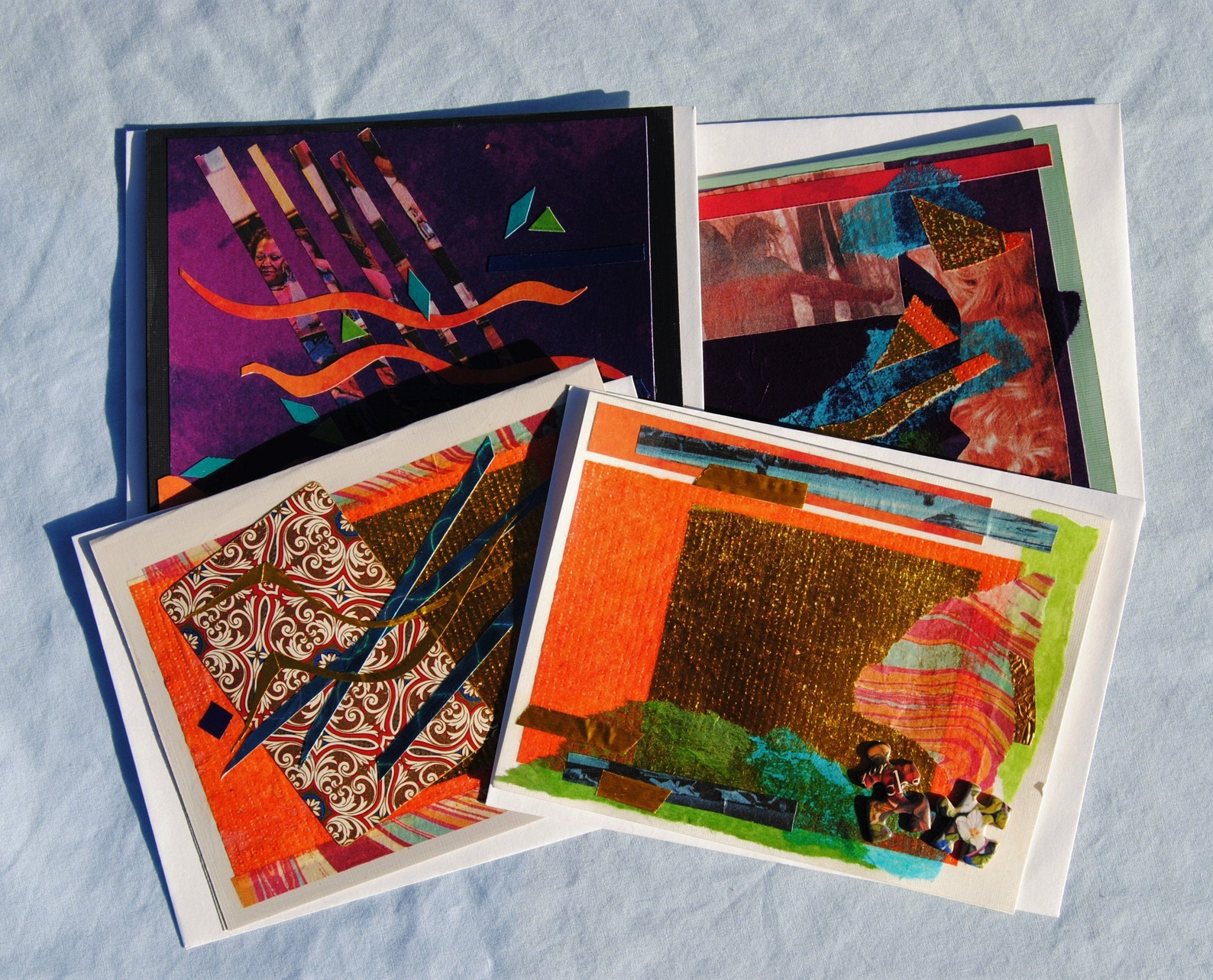 4Mixed Media Collage Greeting Cards by B Hossack Handmade Etsy