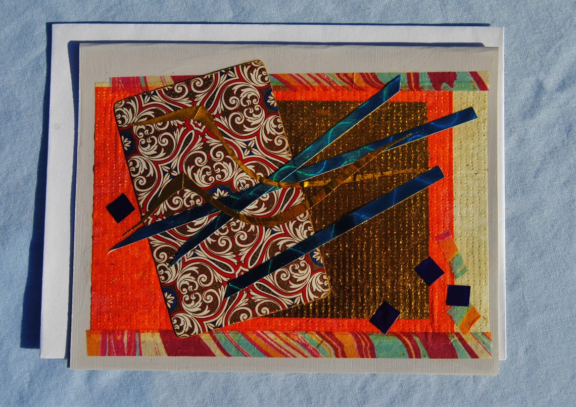 4Mixed Media Collage Greeting Cards by B Hossack Handmade Etsy