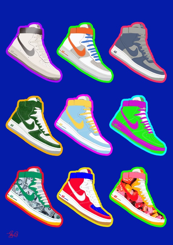 9 tableau sneakers tableau nike sneakers wall art canvas air force pop  culture wall art pop art Air force édition limitée -  France