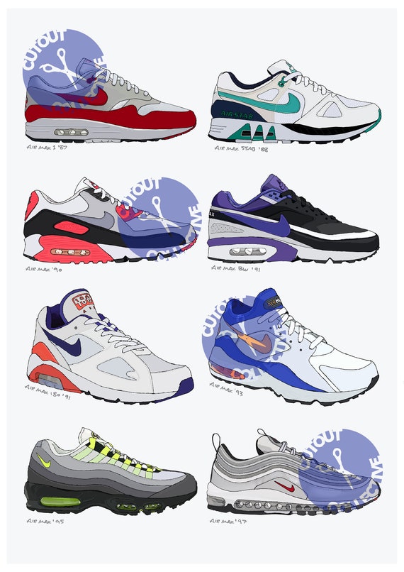 Nike Air Max History Poster 1987-1997 Art Print Sneaker - Etsy