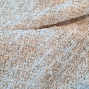 Italian Tweed cotton fabric in beige and off white and thin gold thread
