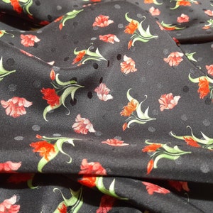 Italian Exclusive Alta Moda silk Fabric, LIMITED COLLECTION/small flowers on a black background