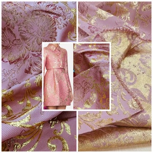 Jacquard Gold thread fabric/New Collection fabric/Italian Designer gold and silver yarn fabric/155*135cm