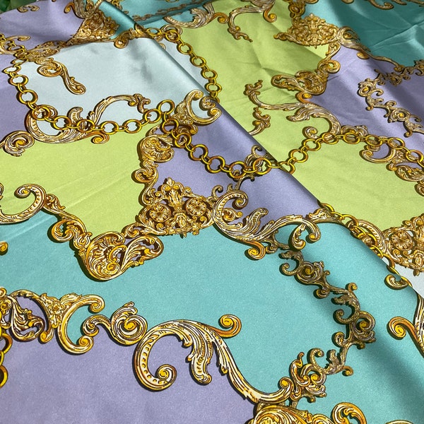 Belle soie Raso stretch dans des couleurs pastel avec ornement baroque pour tunique, caftan, robe, jupe, chemisier. A un bon étirement. 230/150cm
