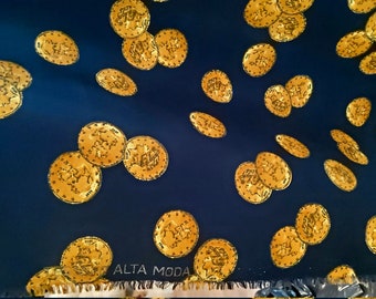 Silk polyester fabric with coins pattern,Alta Moda fabric,Limited Quantity