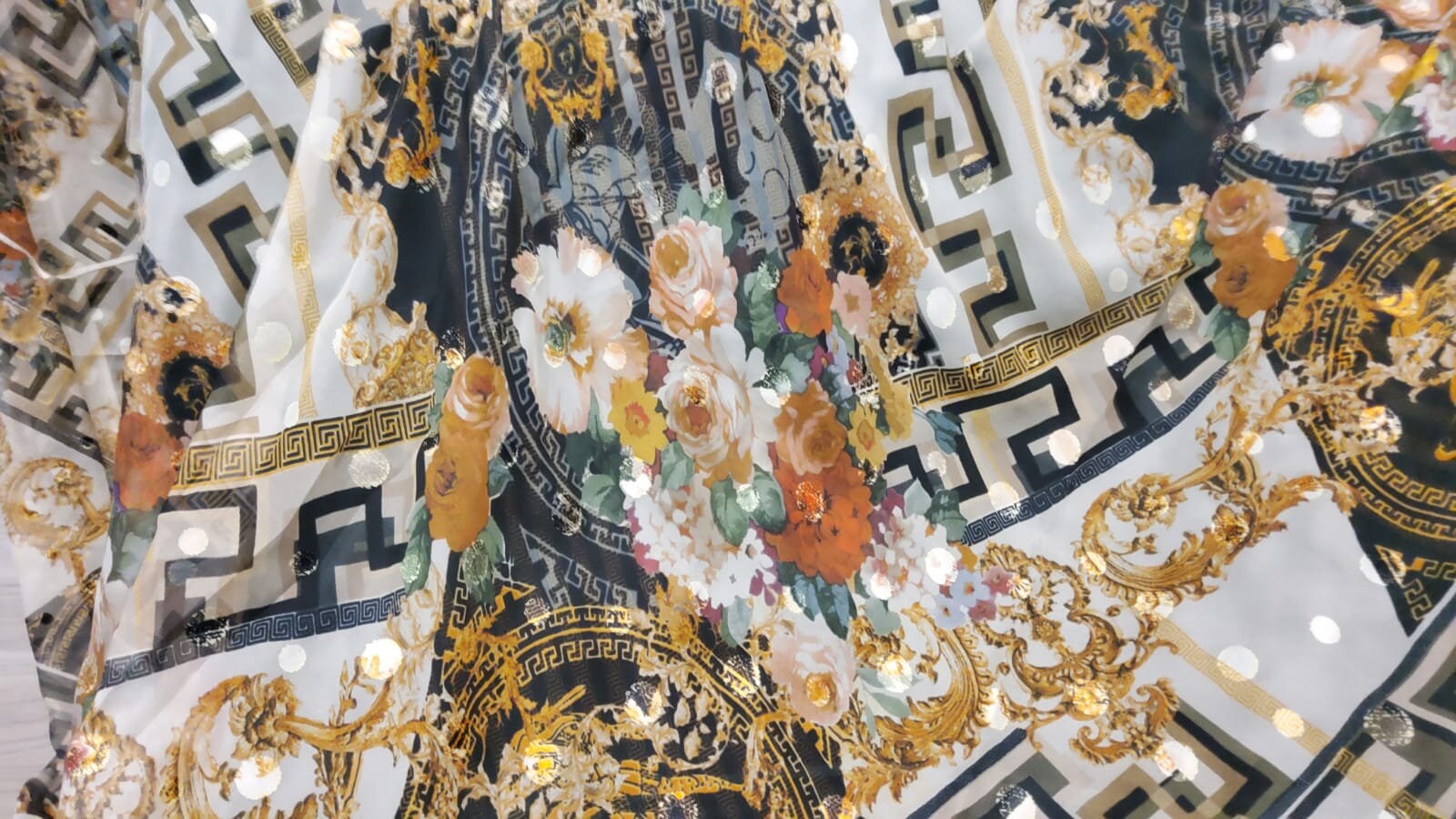 Devore Floral Pattern Exclusive Silk Chiffon Devore With Velvet Dots,floral Pattern - Etsy