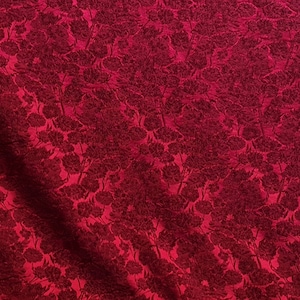 Italian Designer Jacquard brocade for clothing with stretch in various colors.#1 Burgundy
