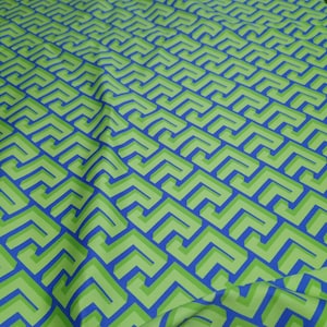 Cotton Elastan new collection Fabric Made in Italy. Purple,lime,yellow zigzags