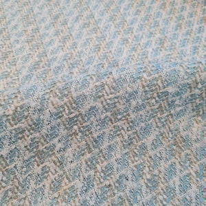 Italienischer Tweed Baumwollstoff/Farbe hellblau/weiß/hellbeige