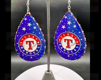 Texas Rangers Earrings - Handcrafted