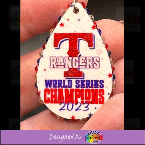 Texas Rangers World Series Champions Earrings - Handcrafted