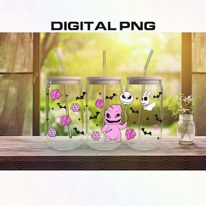 Pink Oogie Libbey glass can wrap, Libbey glass can PNG