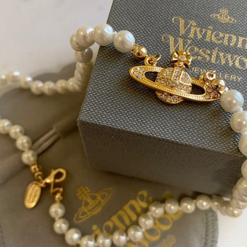 Vivienne Westwood Pearl GOLD Orb Choker 