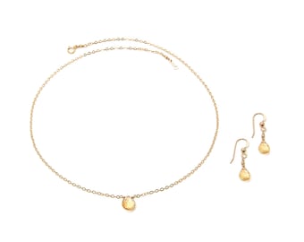 Conjunto de joyas delicadas con forma de lágrima de citrino: chapado en oro o plata de ley.