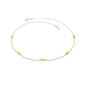 citrine necklace, citrine station necklace, citrine jewelry, tin cup citrine necklace, November birthstone, November birthday gift for her