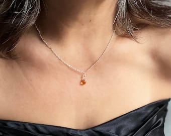 Citrine Teardrop Necklace: 14k Gold Filled November Birthstone