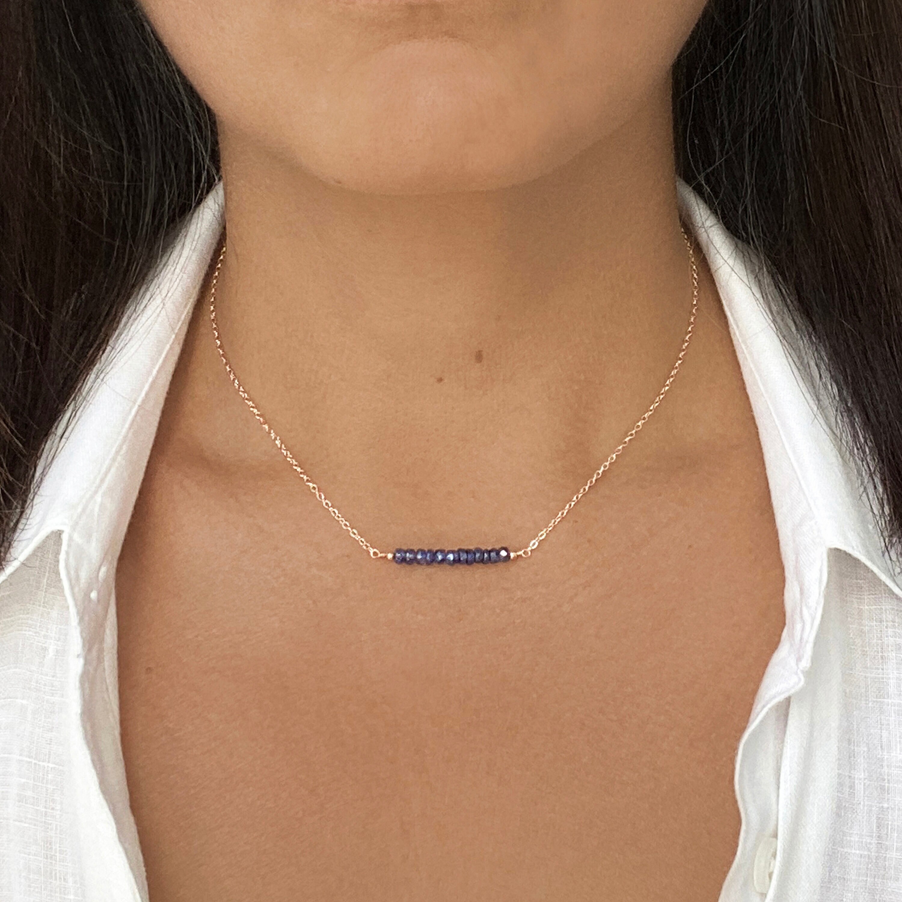 Sapphire bar necklace deals
