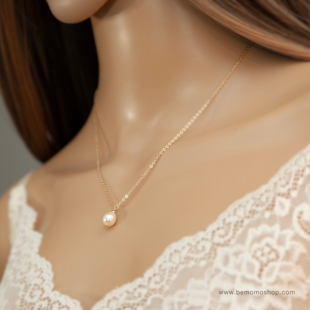 Minimalist Pearl Necklace: 14k Gold Filled, Sterling Silver