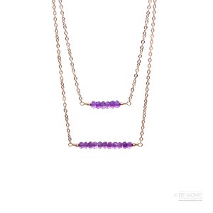 Amethyst Bar Necklace - Minimalist Necklace - February Birthstone Necklace - February Birthday Gift For Her