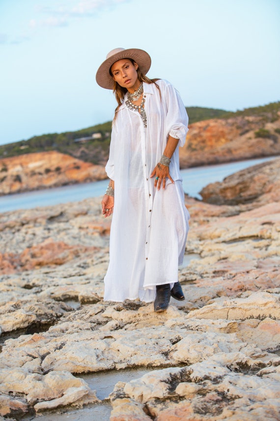Maxi Shirt Dress Boho Maxi Dress Summer Long Shirt Resort Wear Boheme Long Shirt Resort Coverup Etsy