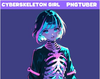 PNGTUBER - Cyberpunk Skeleton Girl / Soul Theme / Fantasy Charakter / niedlicher Vtuber / Streamer / 2D Model Asse / TikTok /Twitch/Veadotube