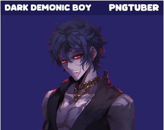 Dark Demonic Boy PNGTuber: 12 Ausdrucksvarianten (Ready to Use)