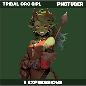 PNGTUBER - Cute Tribal Orc Girl / Various Expression / Premade / Creature Vtuber / Streamer / 2D Model Assets / TikTok / Twitch / Veadotube